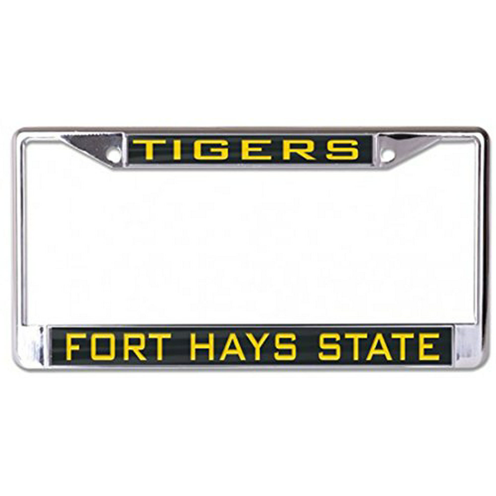 WinCraft Fort Hays Tigers Premium License Plate Frame chrome metal with inlaid acrylic 